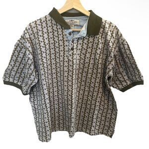 Vintage 90s Cotton Mill Men's Geometric Relaxed Tailored Polo Size Large